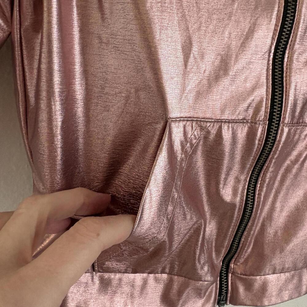 More Than Magic | Girls Metallic Pink Lightweight Spring Zip Up Jacket Hood XS - Picture 2 of 8